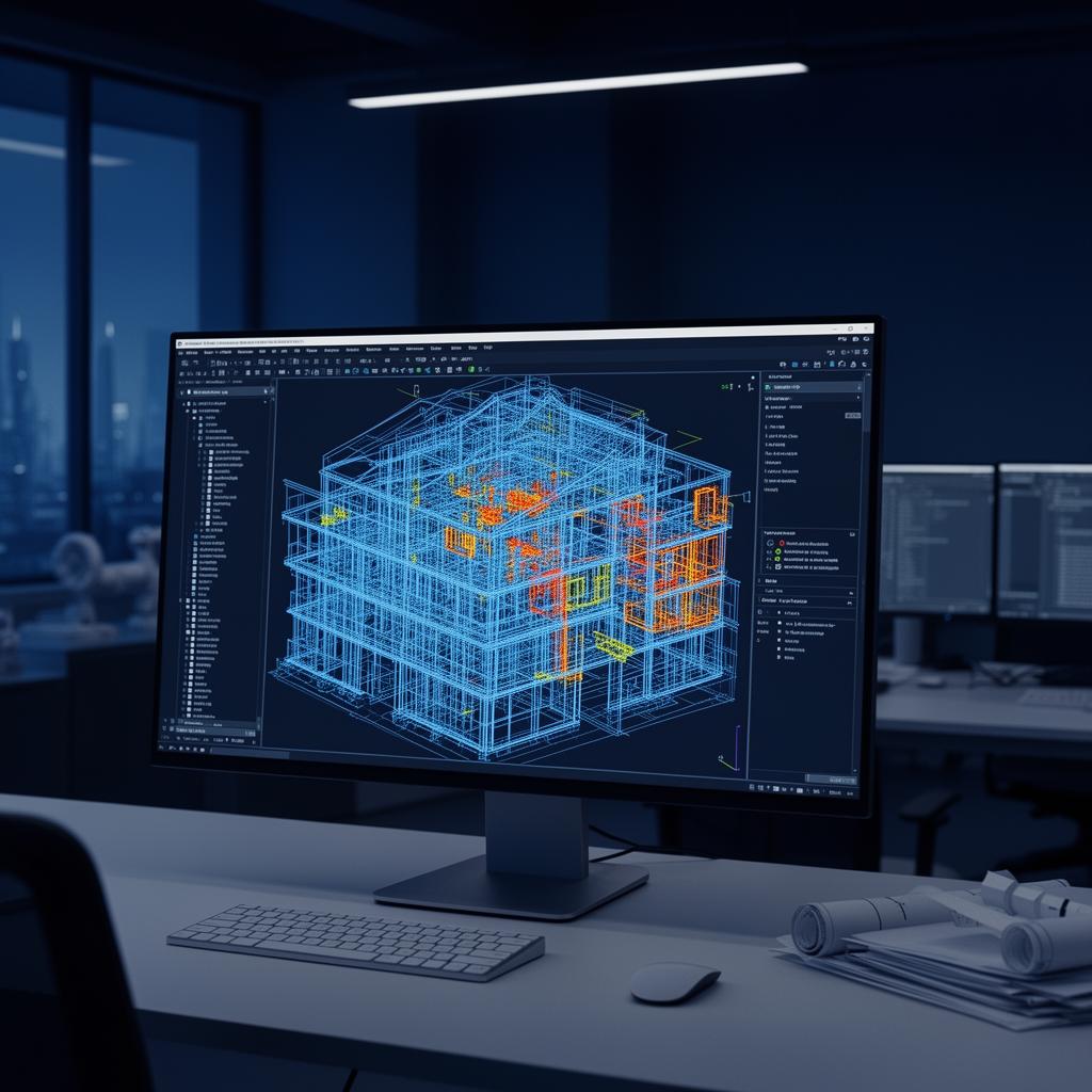 Modelo BIM 3D com clash detection em escritório de engenharia