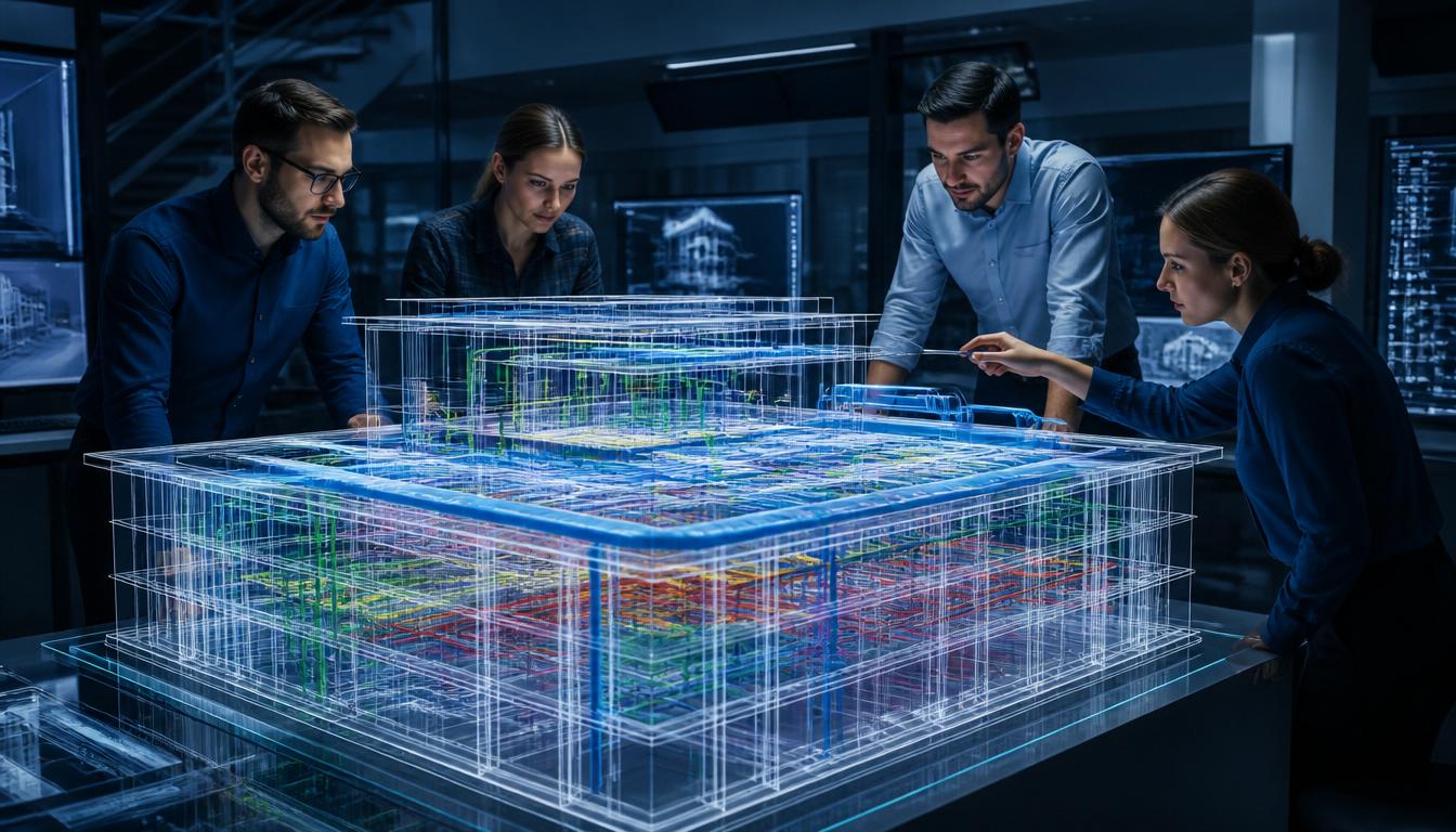 Engenheiro trabalhando em modelo BIM multidisciplinar